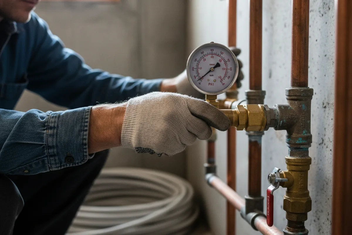 Pressure testing a repaired line during Water Line Repair in Yucaipa